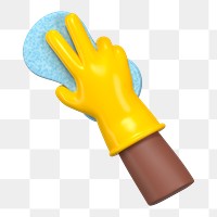 PNG 3D hand using cleaning sponge, element illustration, transparent background