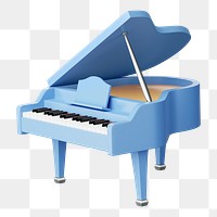 PNG 3D grand piano, element illustration, transparent background