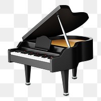 PNG 3D grand piano, element illustration, transparent background