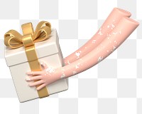 PNG 3D Christmas present, element illustration, transparent background