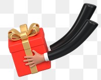 PNG 3D Christmas present, element illustration, transparent background