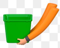 PNG 3D hands holding recycling bin, element illustration, transparent background