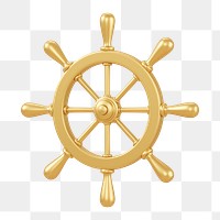 PNG 3D ship steering wheel, element illustration, transparent background