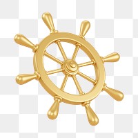 PNG 3D ship steering wheel, element illustration, transparent background