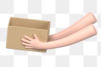 PNG 3D hands holding box, element illustration, transparent background