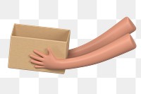 PNG 3D hands holding box, element illustration, transparent background