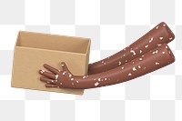 PNG 3D vitiligo hands holding box, element illustration, transparent background