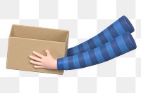 PNG 3D hands holding box, element illustration, transparent background