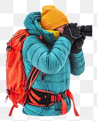 Png photographer in winter, transparent background