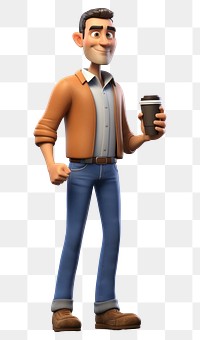 PNG Cup cartoon coffee person. AI generated Image by rawpixel.