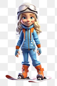PNG Cartoon skiing doll cute. AI generated Image by rawpixel.