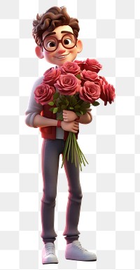 PNG Flower rose cartoon plant. AI generated Image by rawpixel.