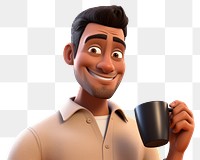 PNG Portrait coffee cup cartoon. AI generated Image by rawpixel.