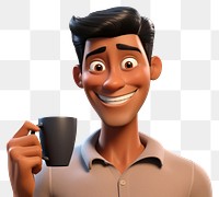 PNG Portrait coffee cup cartoon. AI generated Image by rawpixel.