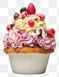 PNG Cream raspberry dessert cupcake. 