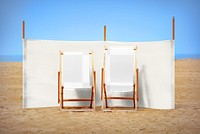 Two beach chairs png mockup, transparent design
