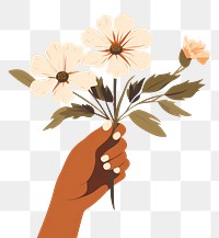 PNG Flower holding plant petal. AI generated Image by rawpixel.