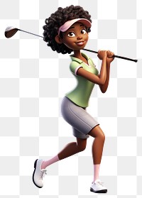 PNG Cartoon golfer female adult. AI generated Image by rawpixel.
