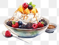 PNG Dessert sundae cream spoon. AI generated Image by rawpixel.