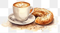 PNG Coffee bagel latte bread. AI generated Image by rawpixel.