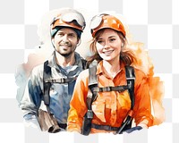 PNG watercolor illustration of a volunteers, isolated on a white paper background, isolated