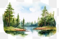 PNG watercolor illustration of environment, isolated on a white paper background, isolated --ar 3:2
