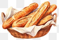 PNG Baguette basket bread food. AI generated Image by rawpixel.