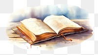 PNG watercolor illustration of reading book, isolated on a white paper background, isolated --ar 3:2