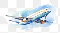 PNG watercolor illustration of travel, journey, plane, isolated on a white paper background, isolated