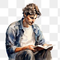PNG Portrait reading adult contemplation. AI generated Image by rawpixel.
