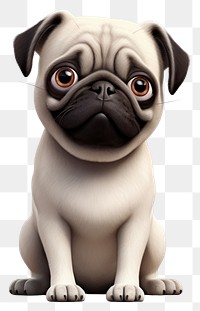 PNG Pug dog cartoon animal. 