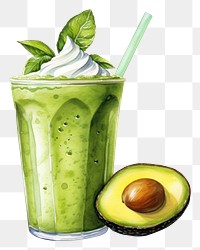 PNG  Smoothie avocado drink fruit. AI generated Image by rawpixel.