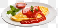 PNG Ketchup omelette food dish. 