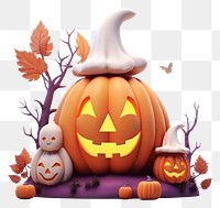 PNG Halloween cute anthropomorphic jack-o'-lantern. 