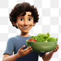 PNG Bowl holding salad food. 