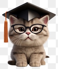 PNG Cat wearing graduate cap portrait graduation animal. 