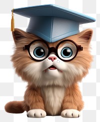 PNG Cat wearing graduate cap graduation portrait cartoon. 