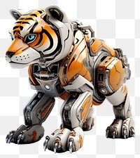 PNG Cartoon tiger robot white background. AI generated Image by rawpixel.