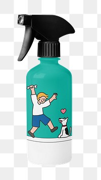 Green spray bottle png, transparent background