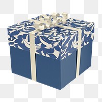 Blue gift box png, transparent background