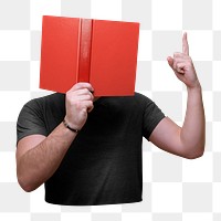 PNG red book cover with design space, transparent background