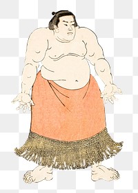 PNG Wrestler Arauma Daigoro, vintage Japanese man illustration by Utagawa Yoshitora, transparent background. Remixed by rawpixel.