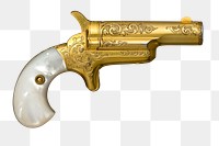 PNG Colt Percussion Pistol, vintage gold weapon, transparent background. Remixed by rawpixel.