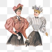 PNG Victorian women, vintage fashion illustration, transparent background. Remixed by rawpixel.