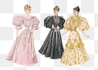 PNG Victorian women, vintage fashion illustration, transparent background. Remixed by rawpixel.