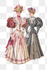 PNG Victorian women, vintage fashion illustration, transparent background. Remixed by rawpixel.