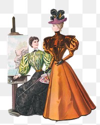 PNG Victorian women, vintage fashion illustration, transparent background. Remixed by rawpixel.