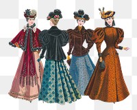 PNG Victorian women, vintage fashion illustration, transparent background. Remixed by rawpixel.