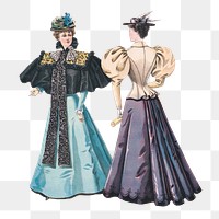 PNG Victorian women, vintage fashion illustration, transparent background. Remixed by rawpixel.