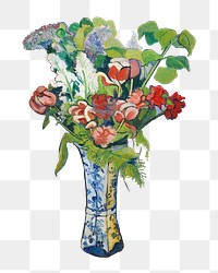 PNG Spring Flowers, vintage botanical illustration by Suzanne Valadon, transparent background. Remixed by rawpixel.